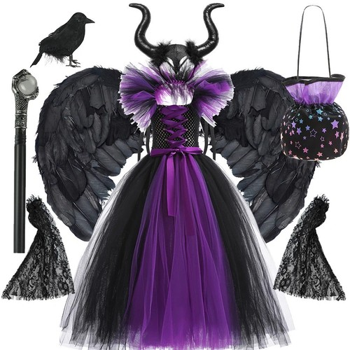 Maleficent neck dress girls - maleficent,
